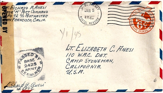 Letter on dinner with an upper class Filipino family: 1 January 1945: Richard (probably Leyte, P.I.) to Elizabeth (Camp Stoneman, CA)