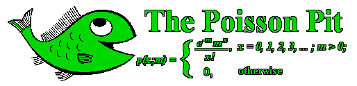 Image of a happy fish and the probability mass function for the Poisson distribution