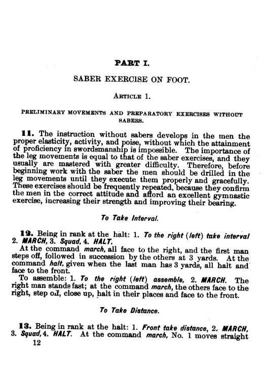 Provisional Regulations for Saber Exercise, 1907